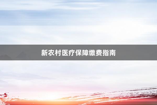 新农村医疗保障缴费指南