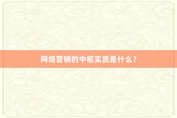 网络营销的中枢实质是什么？
