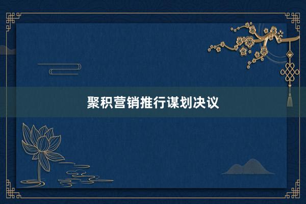 聚积营销推行谋划决议